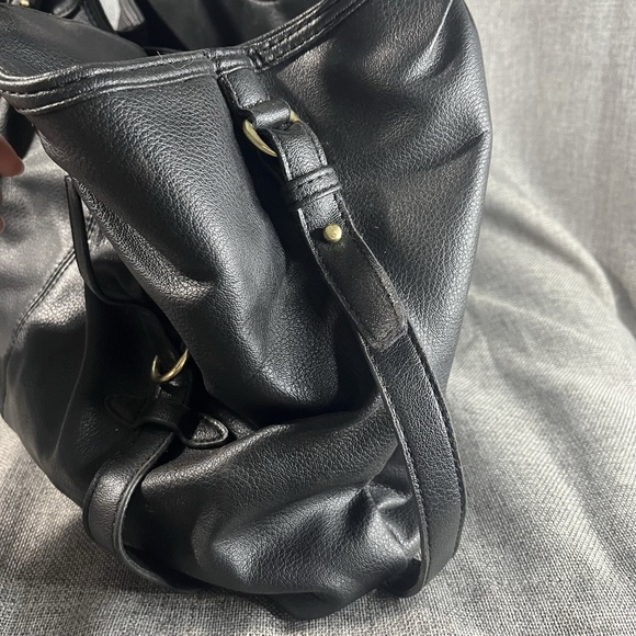 Black Katie & Kelly Pebbled Leather Chic Slouch Bag Minimalist Everyday Carry - Picture 6 of 12